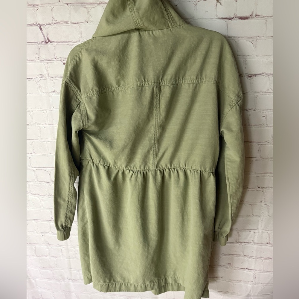7 For All Mankind Green Utility Jacket Oversized Relaxed Fit Hooded Coat Small - Picture 2 of 5